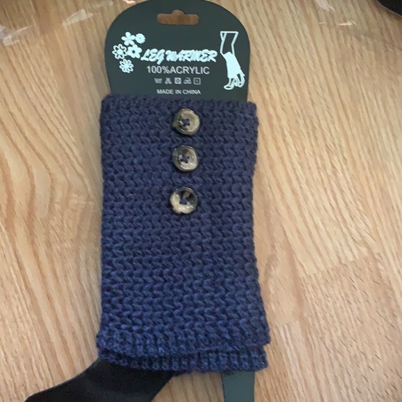 KNIT LEG WARMERS/BOOT CUFFS-BLUE - Picture 1 of 5